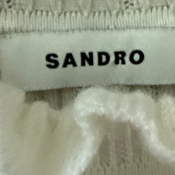 Sandro Ora Layered Look Pinafore Mini Dress Cream Black Size Small - Picture 8 of 9